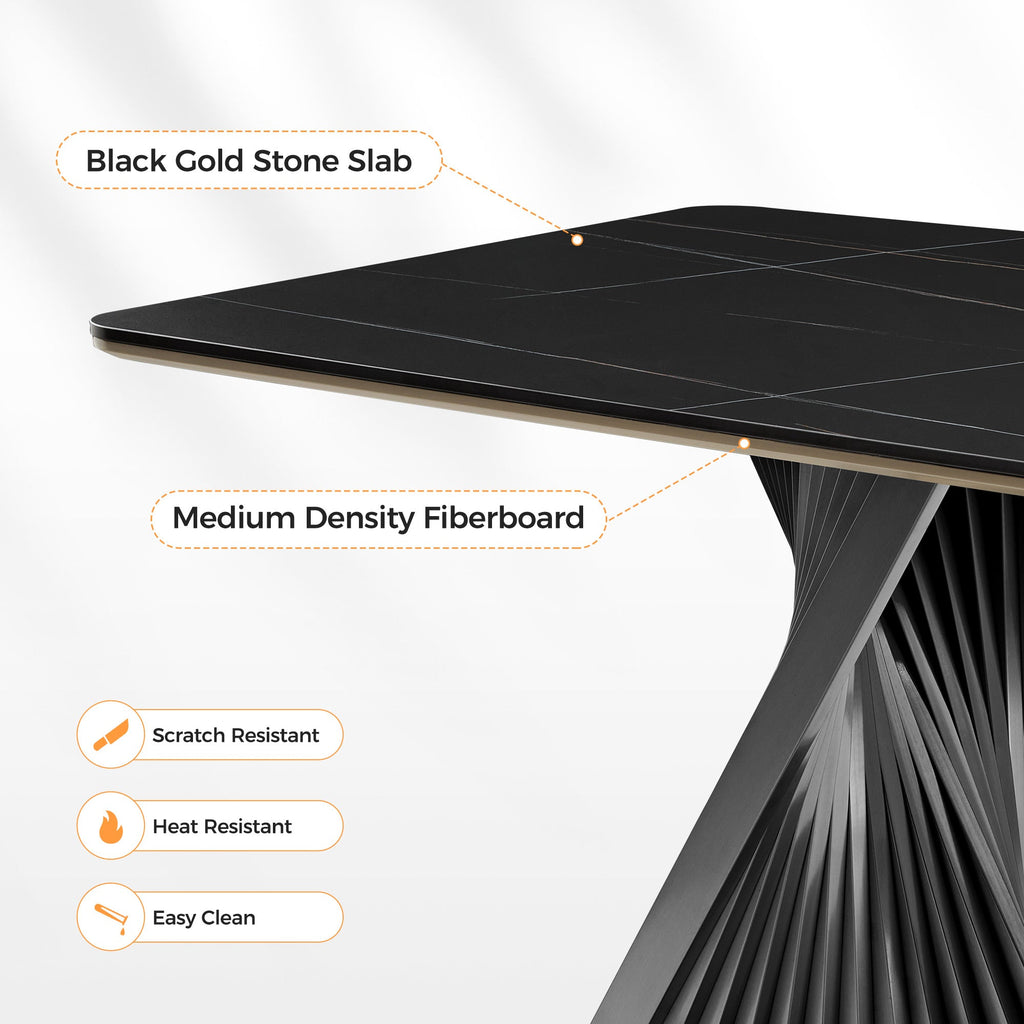 Oasis, 105.5" Dining Table with Sintered Stone, Black