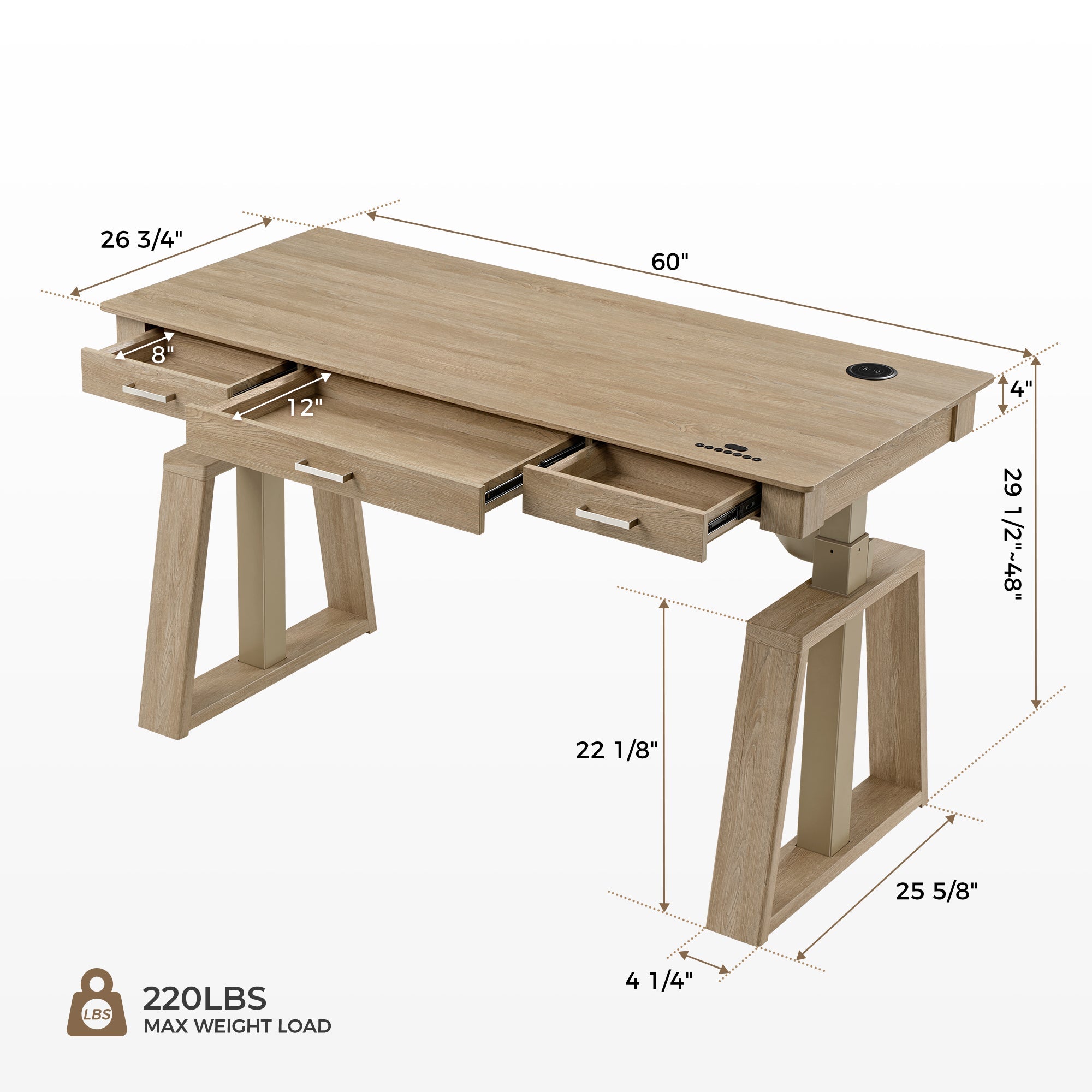 Ark EL Executive Standing Desk (60"x26")