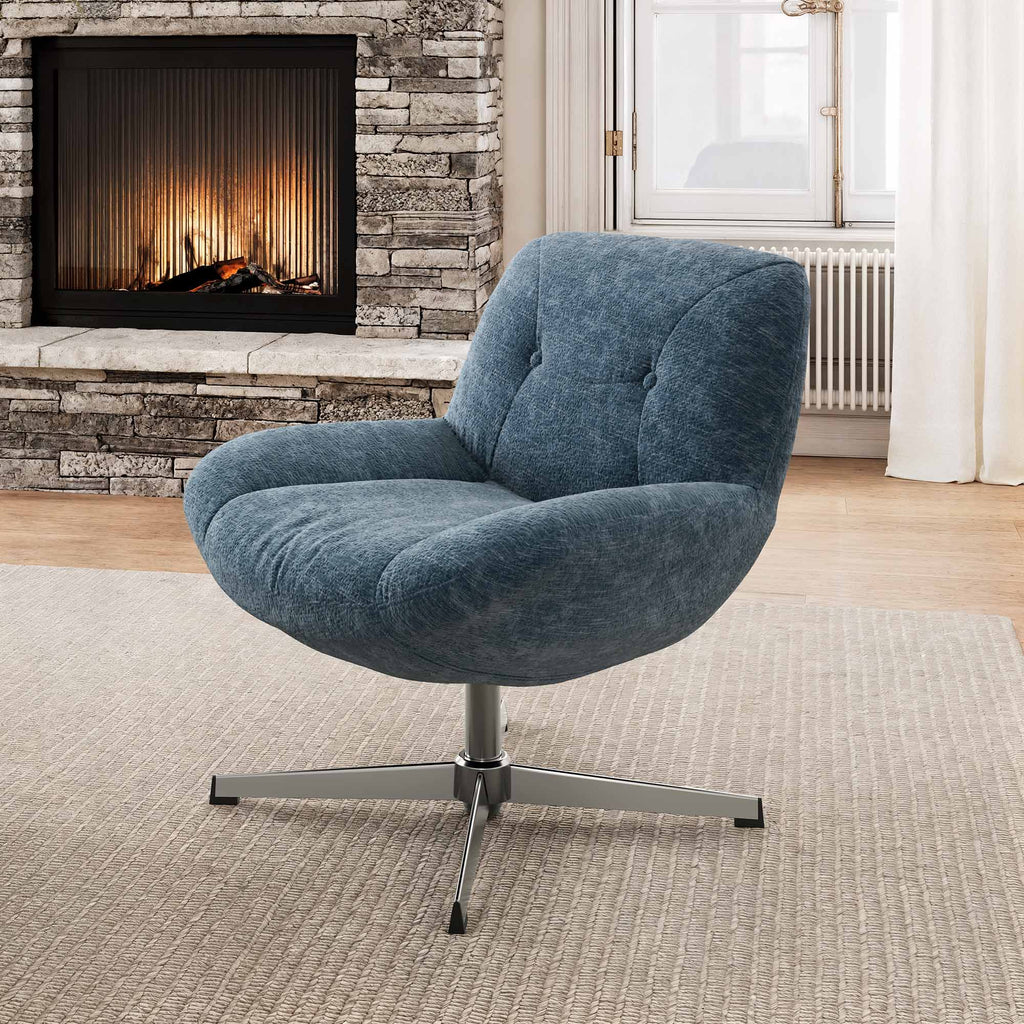 Henry, Chenille Swivel Lounge Chair