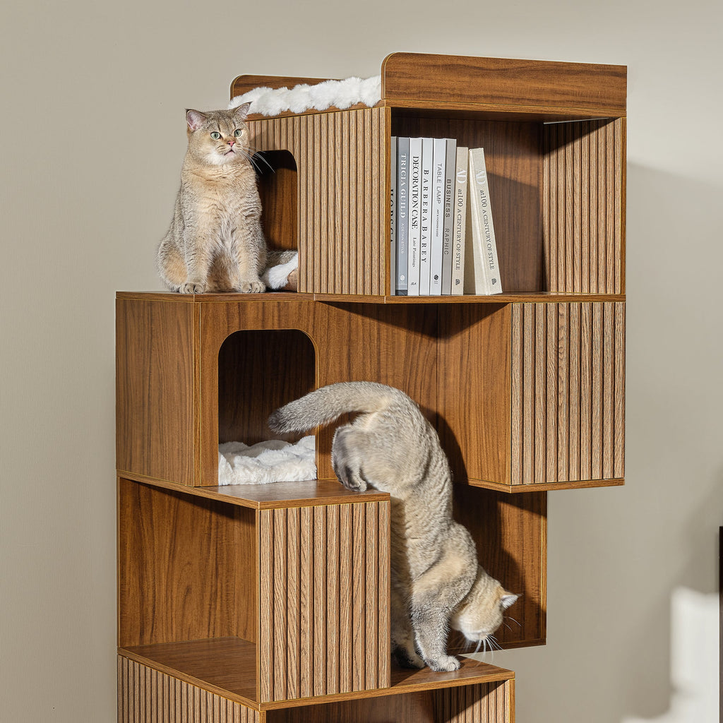 Pawlio, 72" Owner and Pet Shared Bookshelf Cat Tree