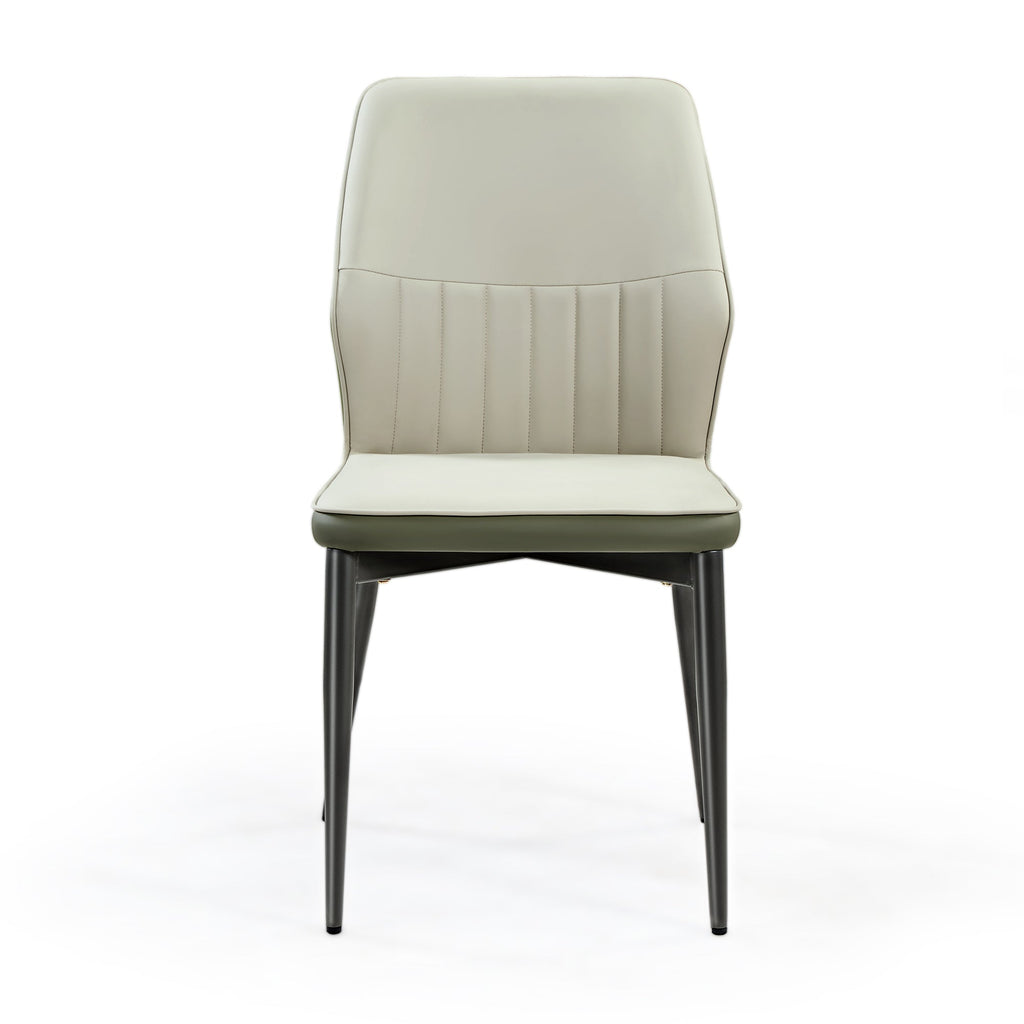 Ember, Upholstered Dining Side Chair Set of 2, Gray and Bottle Green