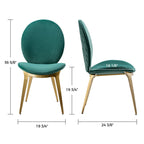 Kataleah, Velvet Dining Side Chairs Set of 2, Green