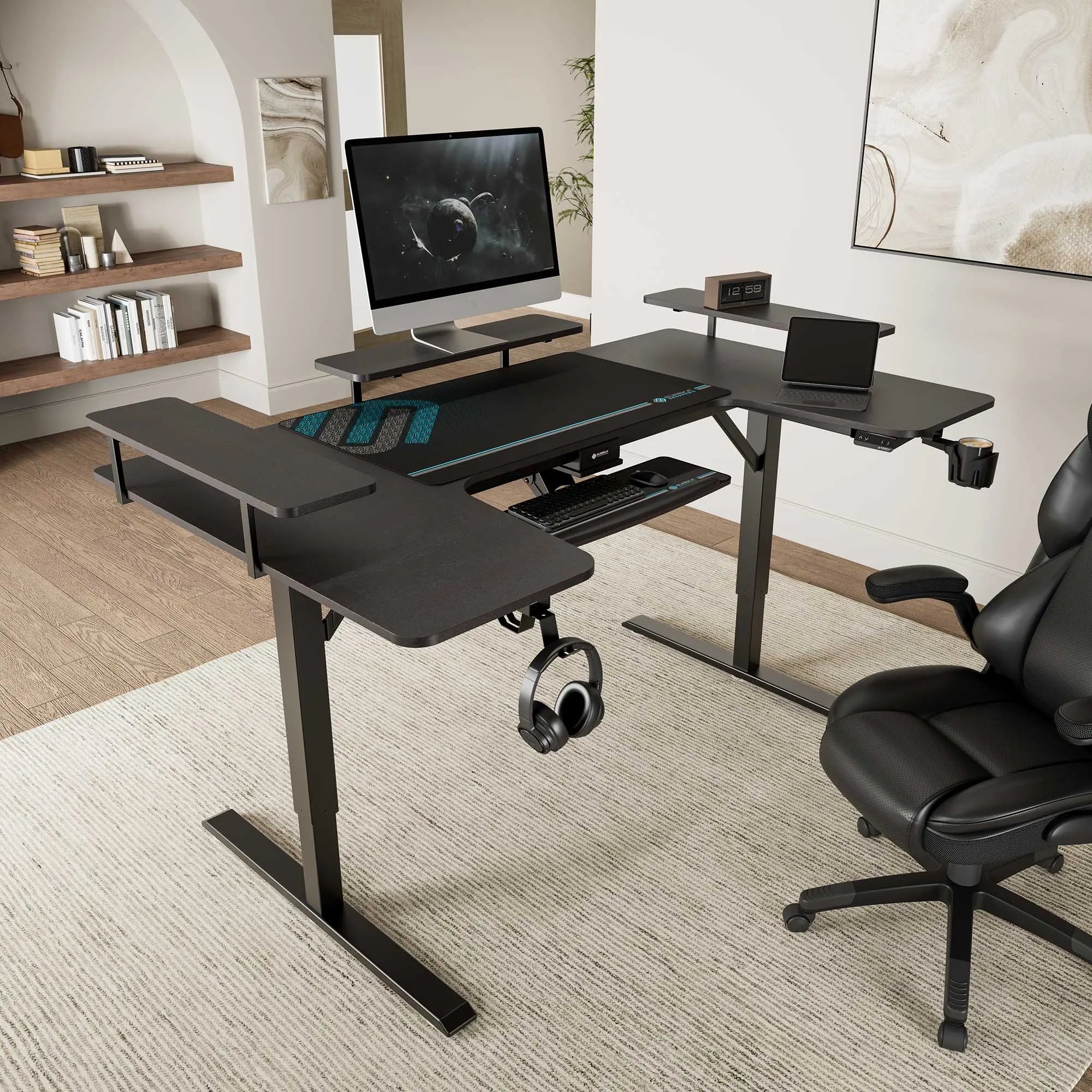 U-Shaped Standing Desk with Accessories Set (74"x23")