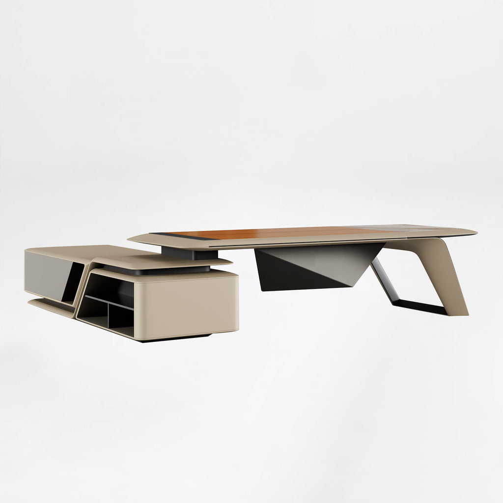 Zen Lunar, Executive Desk and Bookcase
