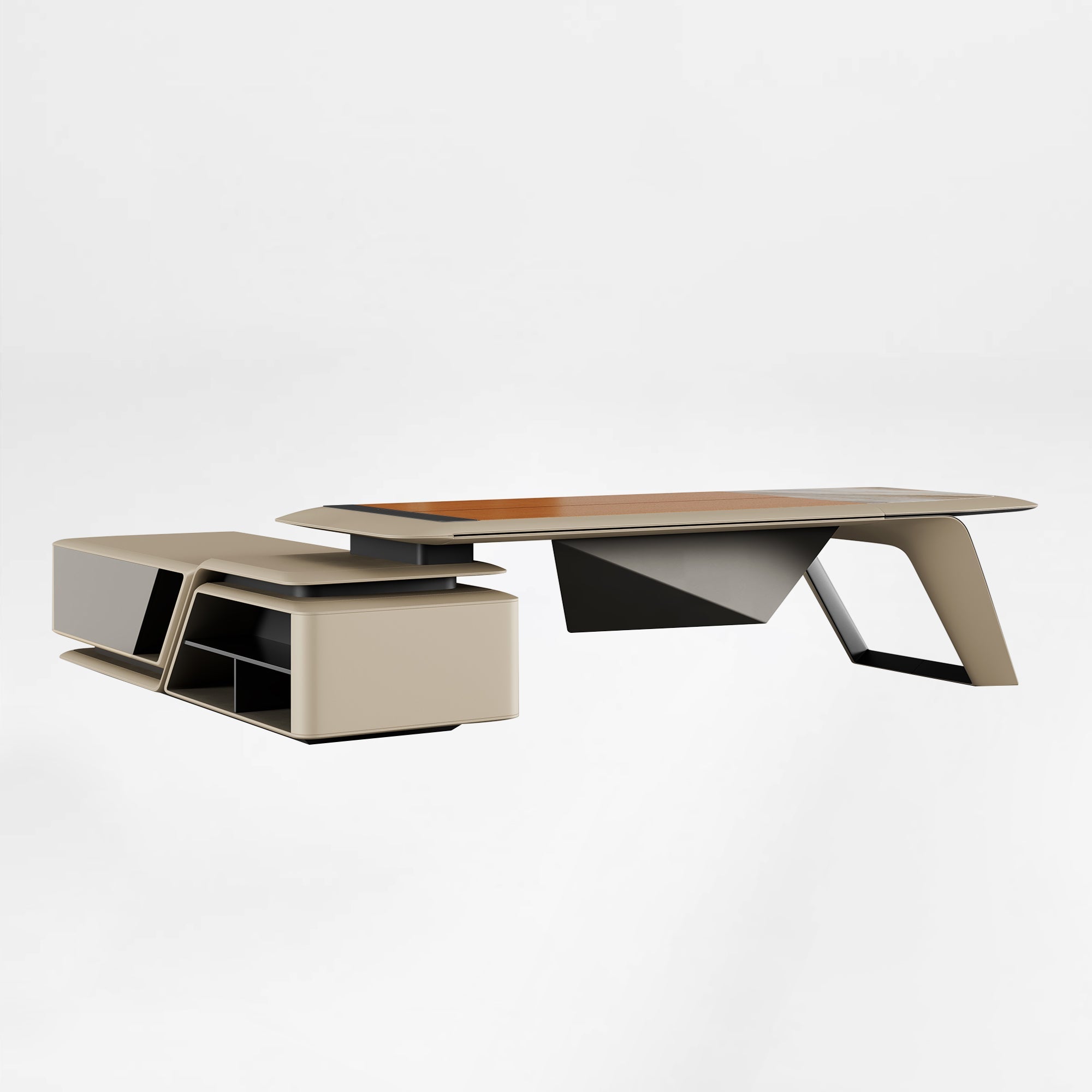 Zen Lunar, Executive Desk and Bookcase