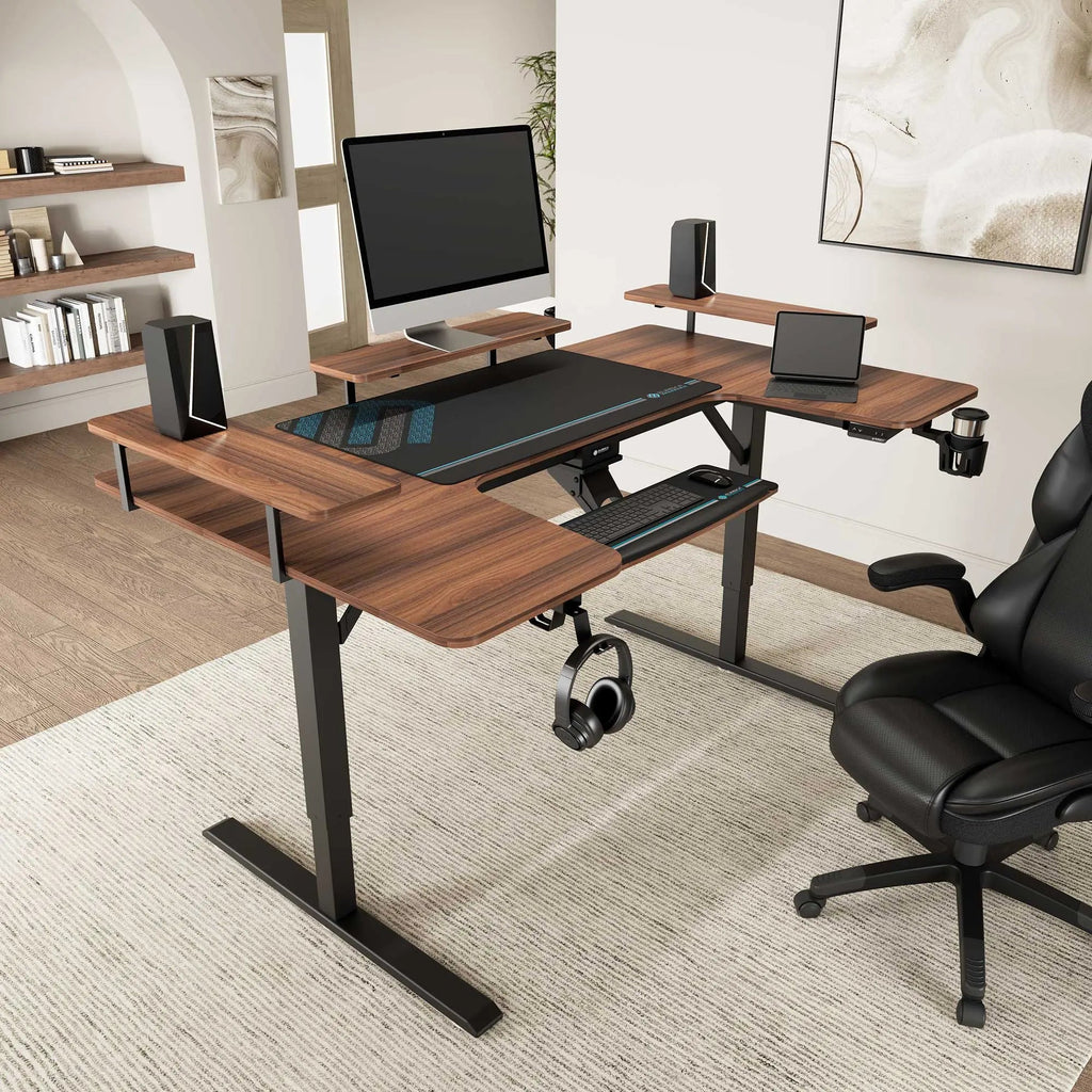 U-Shaped Standing Desk with Accessories Set (74"x23")