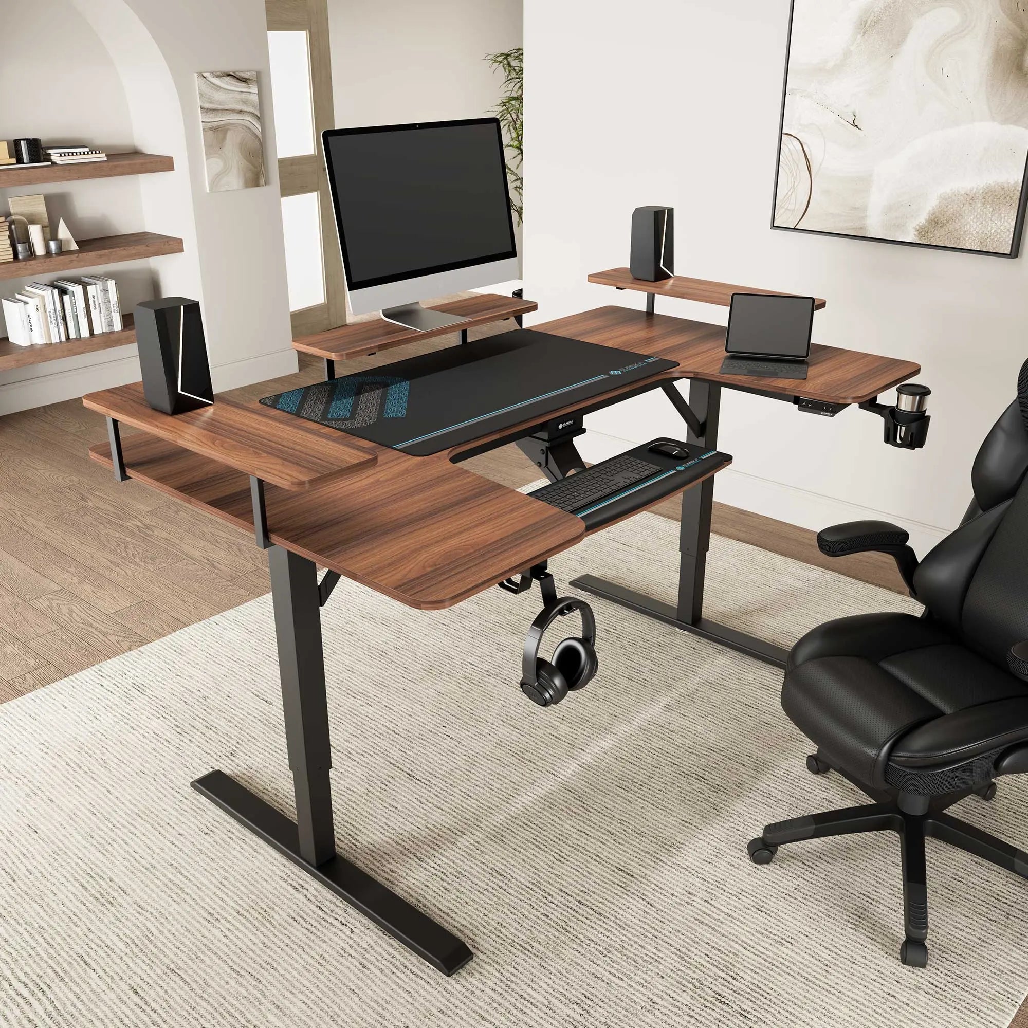 U-Shaped Standing Desk with Accessories Set (74"x23")