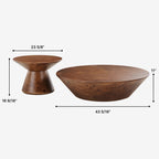 43" Brown Round Coffee Table Set of 2