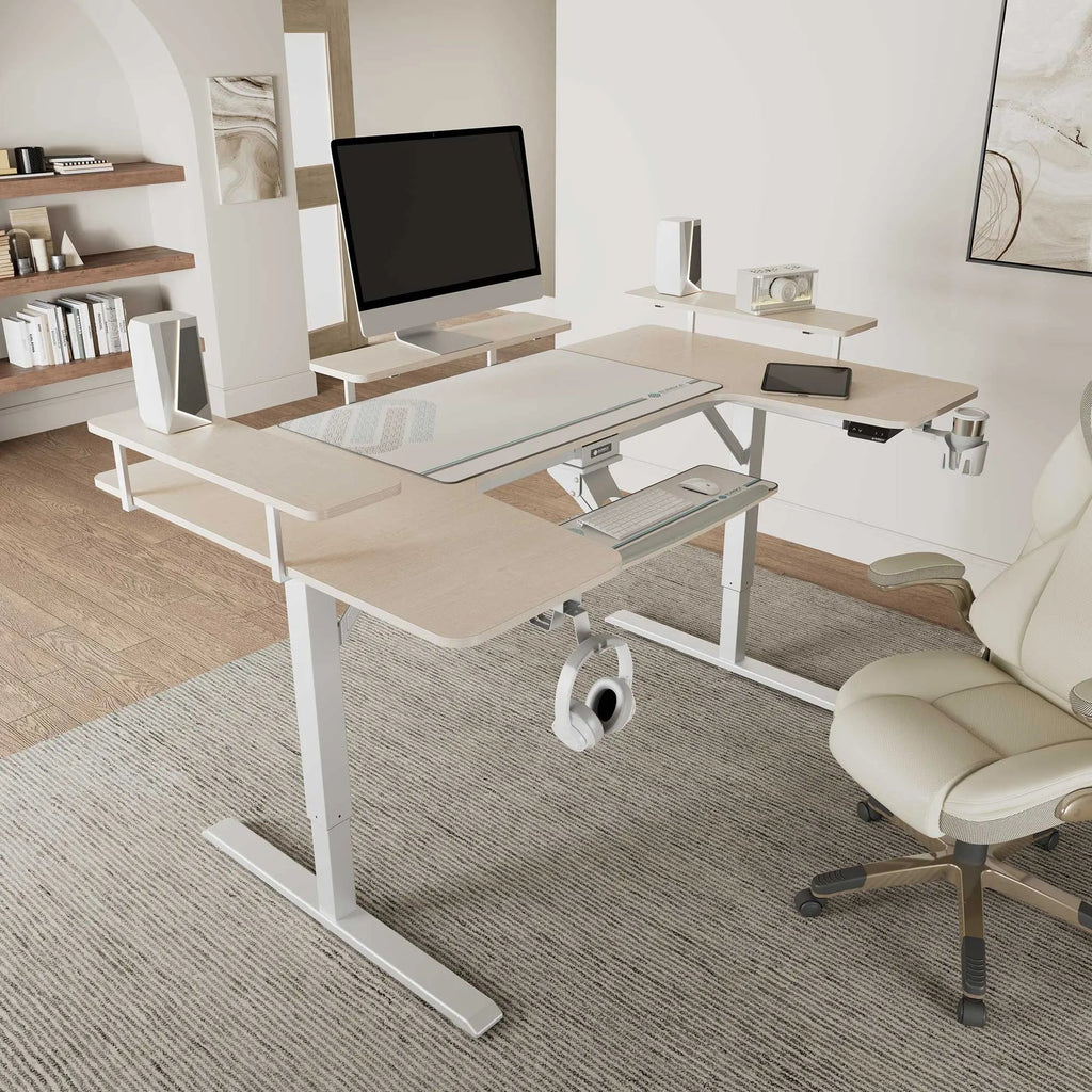 U-Shaped Standing Desk with Accessories Set (74"x23")