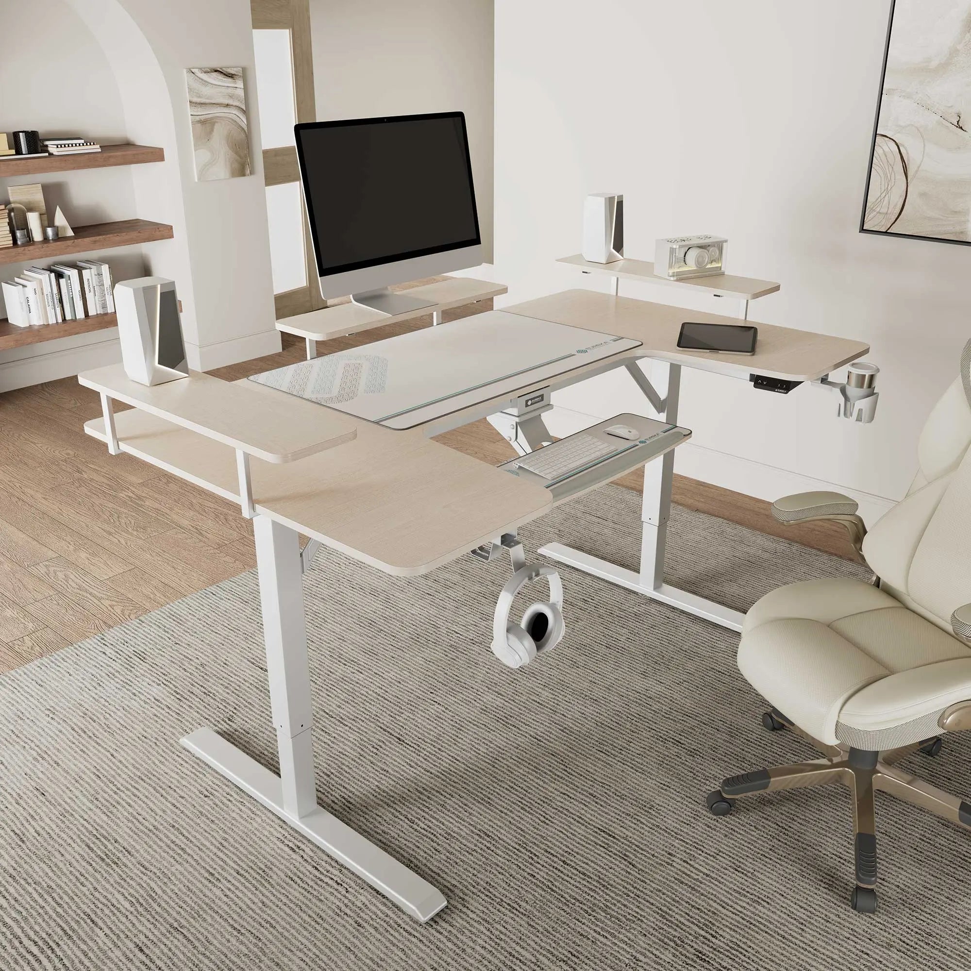 U-Shaped Standing Desk with Accessories Set (74"x23")