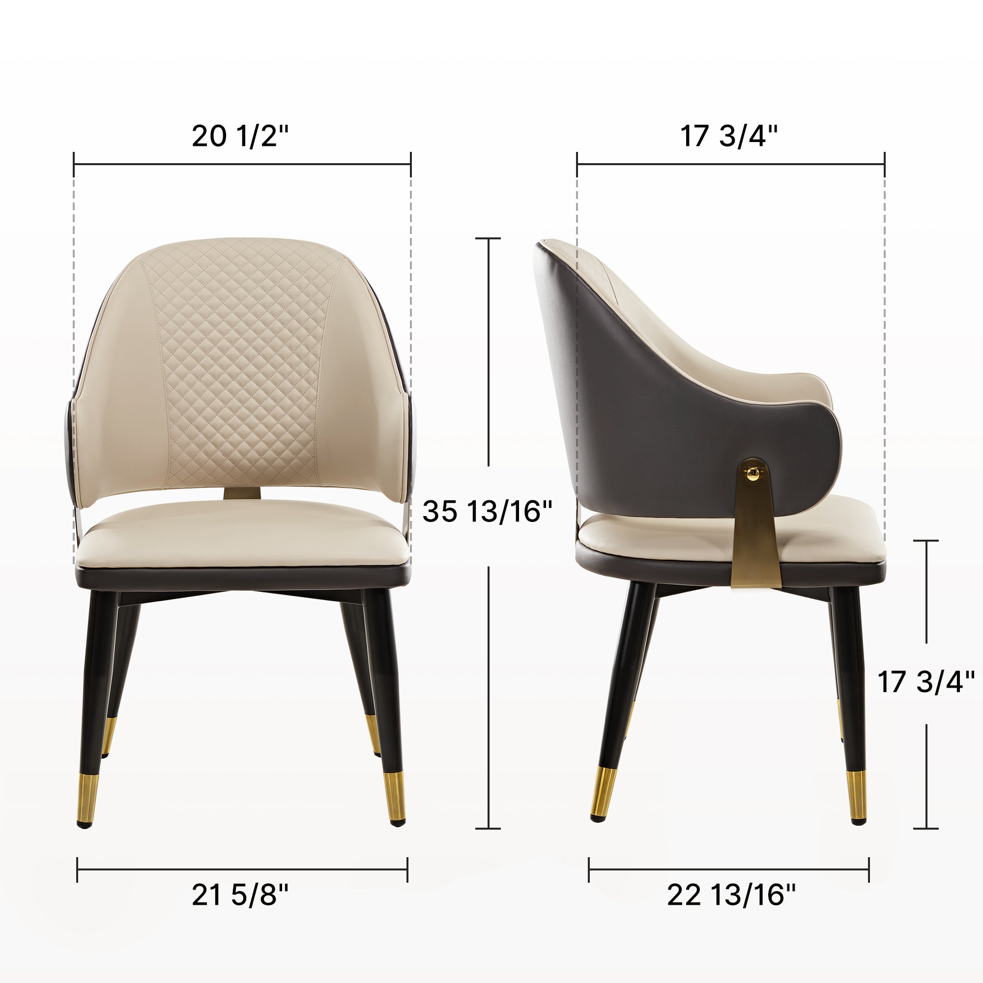 Anareli, Upholstered Dining Arm Chairs Set of 2,Beige and Dark Brown