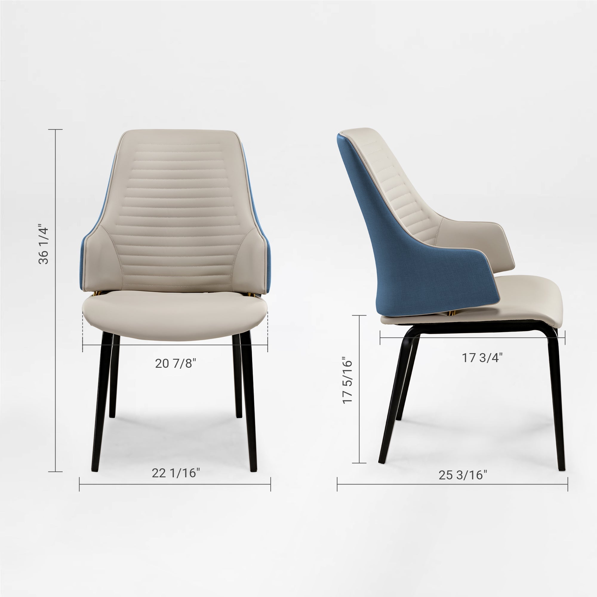 Juliet, Dining Arm Chairs Set of 2, Brown/blue