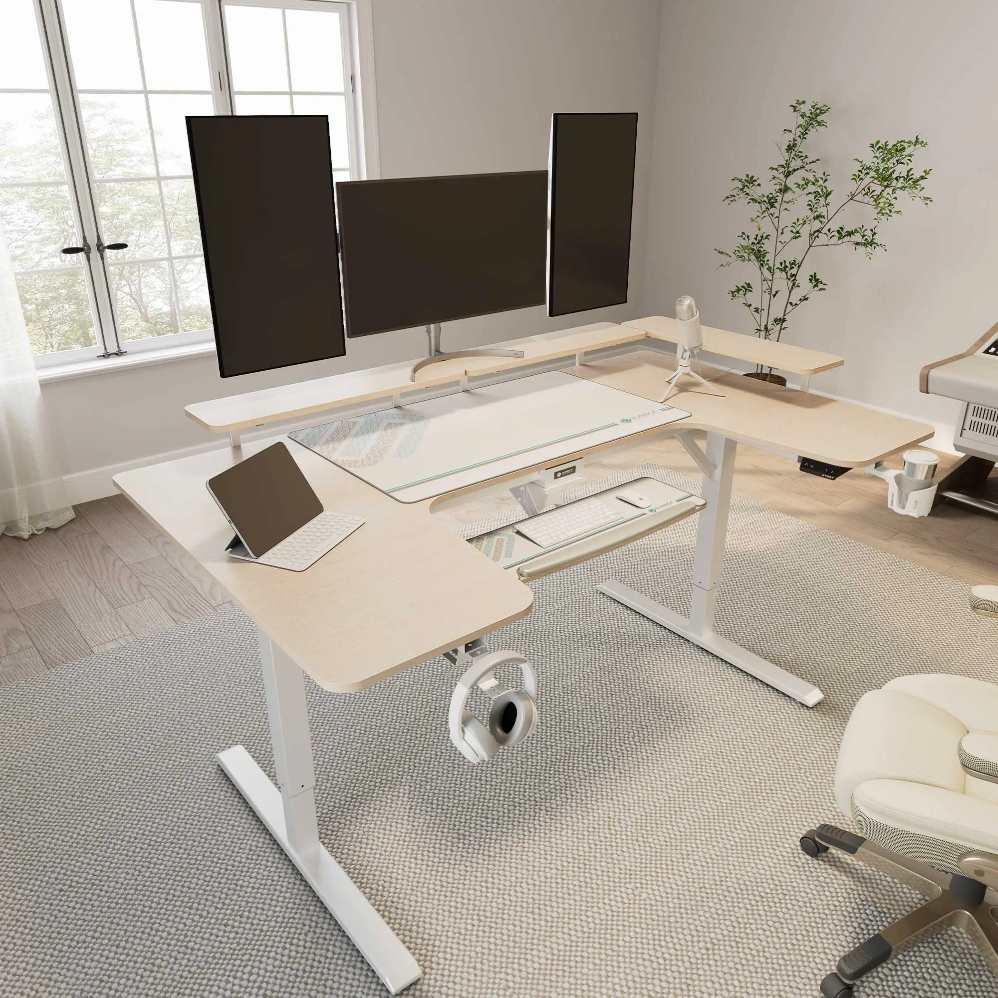 U-Shaped Standing Desk with Accessories Set (74"x23")