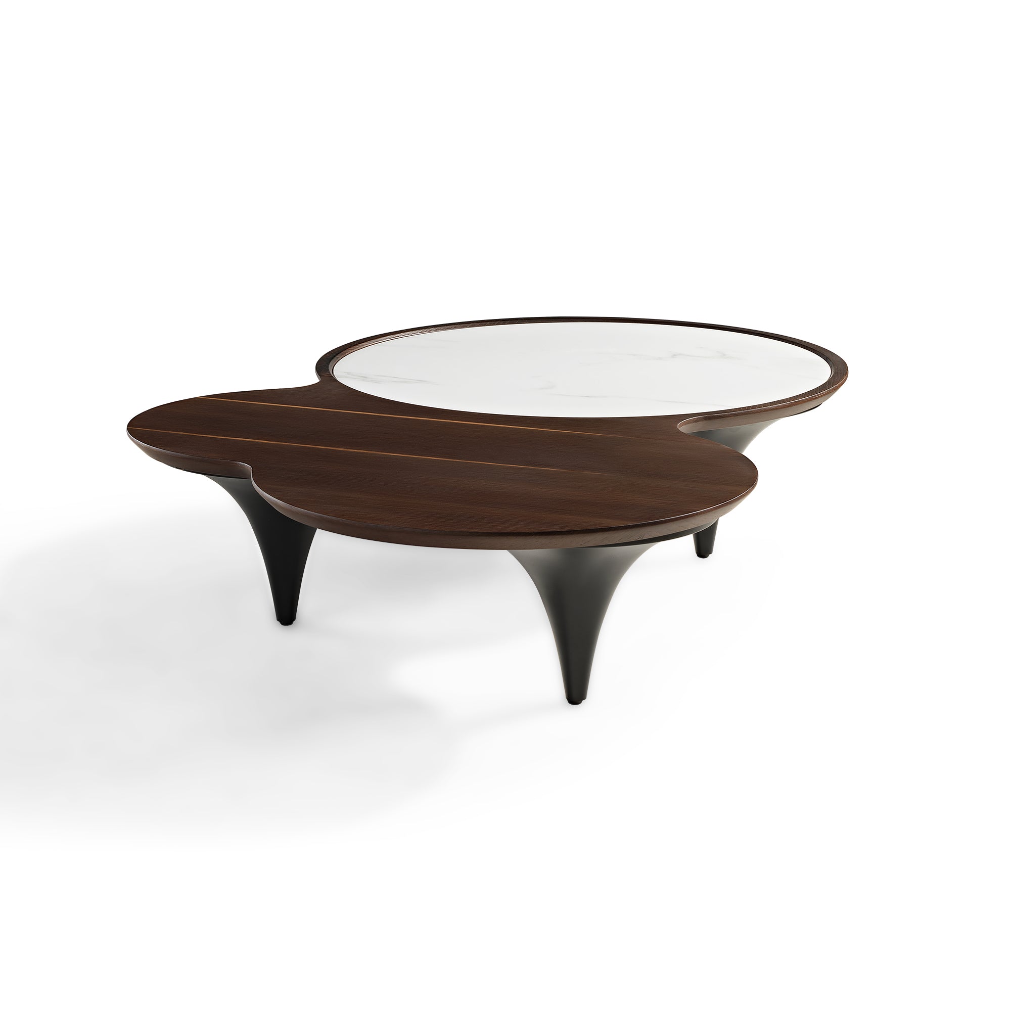 55" Modern Irregular Walnut Coffee Table