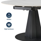 Amelia, 33"-53" Round Extending Dining Table, Black/white