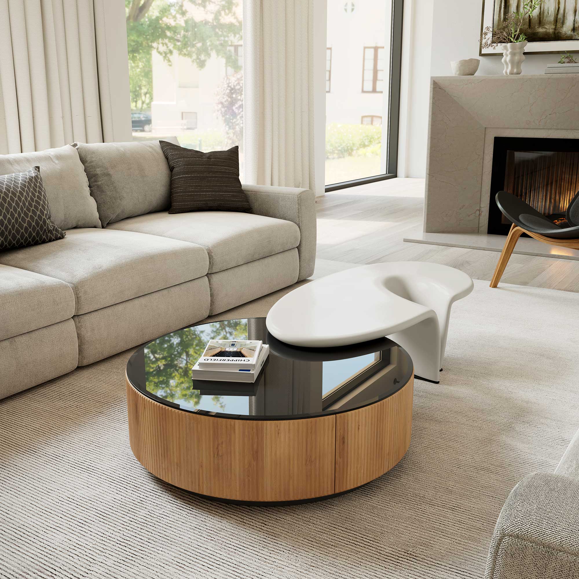 36" Round and Special-Shaped Coffee Table with Side Table Set