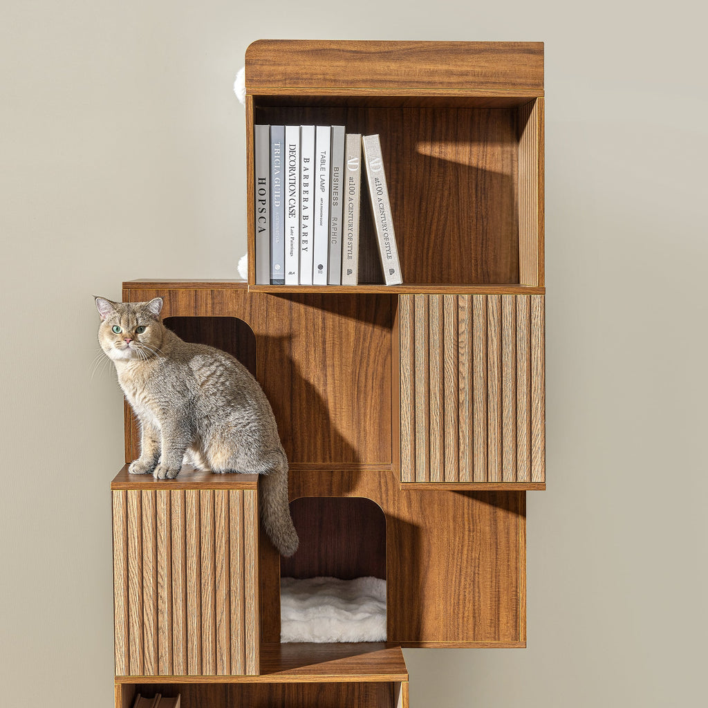Pawlio, 72" Owner and Pet Shared Bookshelf Cat Tree