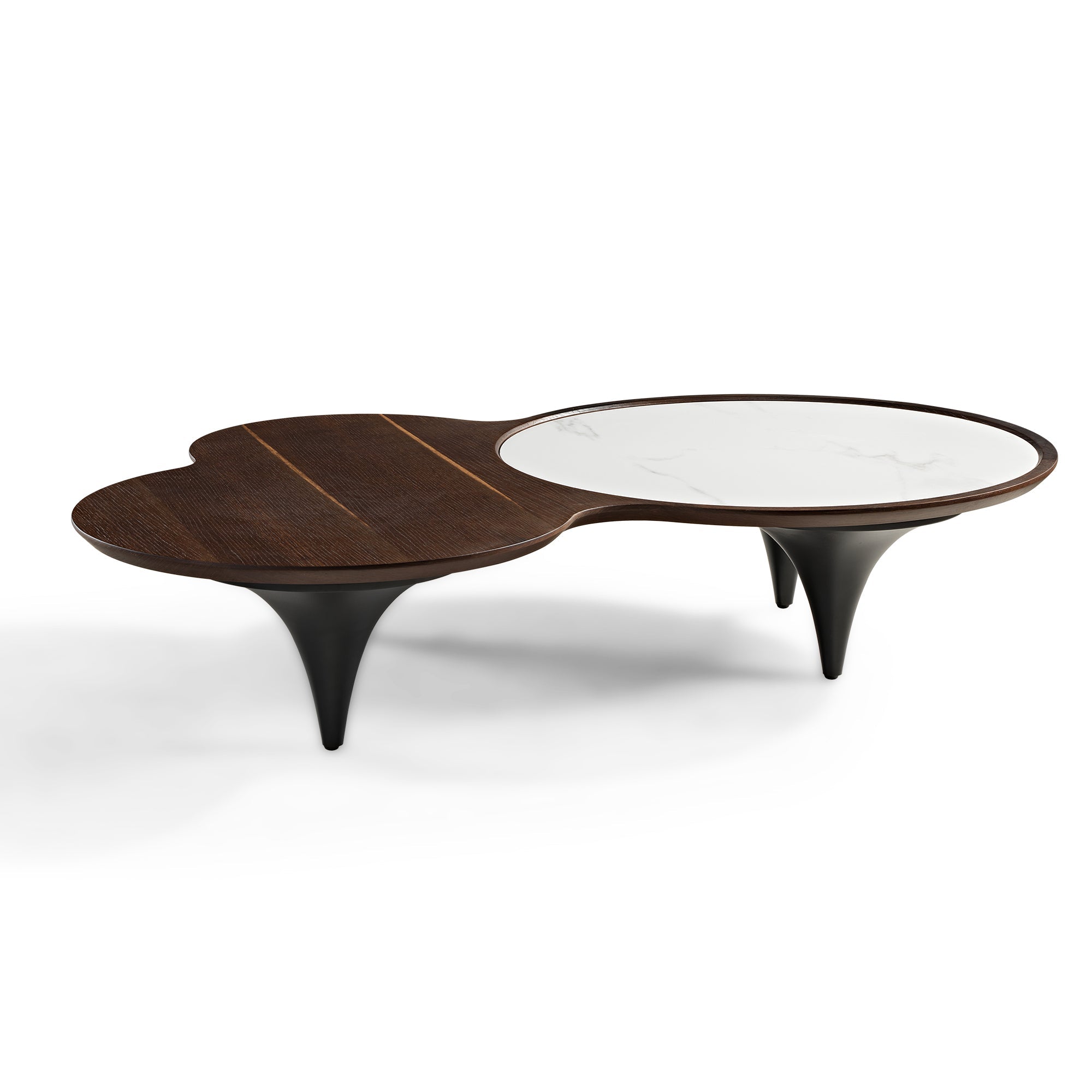 55" Modern Irregular Walnut Coffee Table