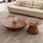 43" Brown Round Coffee Table Set of 2