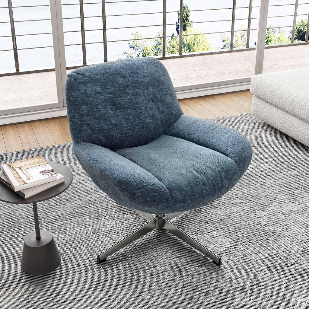 Henry, Chenille Swivel Lounge Chair