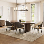 Anareli, Upholstered Dining Arm Chairs Set of 2,Beige and Dark Brown