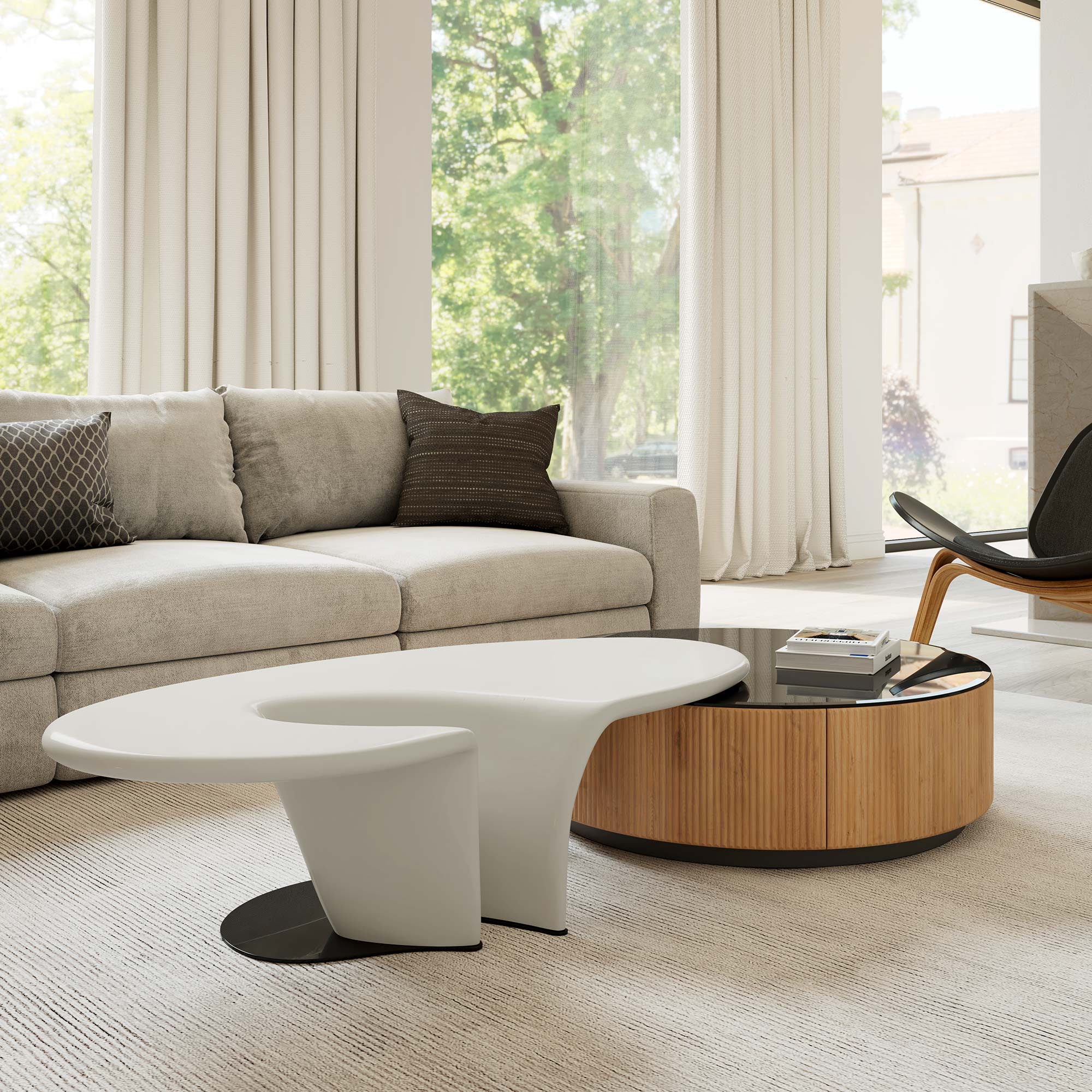 36" Round and Special-Shaped Coffee Table with Side Table Set