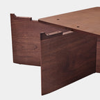 41" Walnut and Blue Jade Marble Irregular Coffee Table with Side Table Set