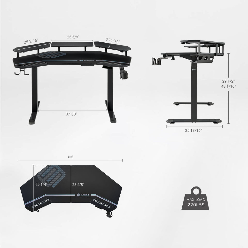 Aero Pro Wing Shaped Standing Desk (63"x23")