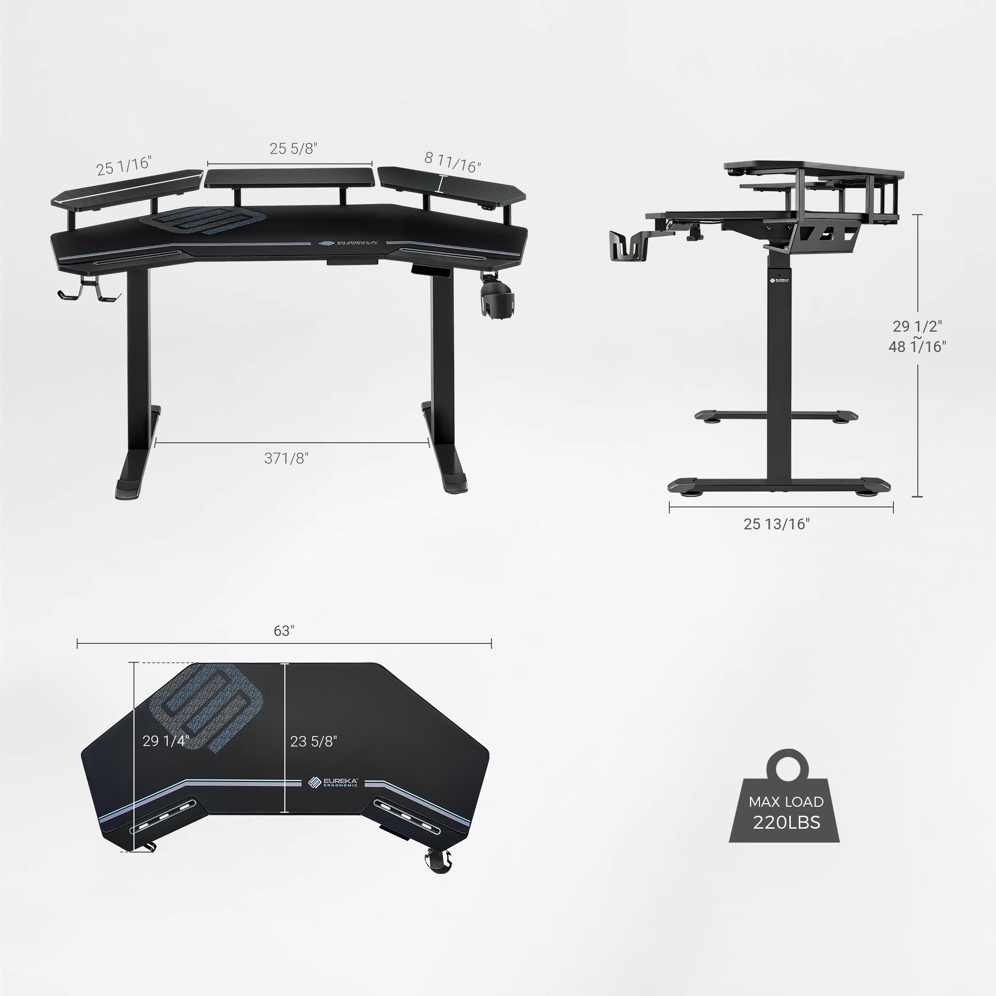 Aero Pro Wing Shaped Standing Desk (63"x23")