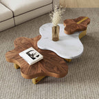 63" Cloud Shape Solid Wood Coffee Table Set