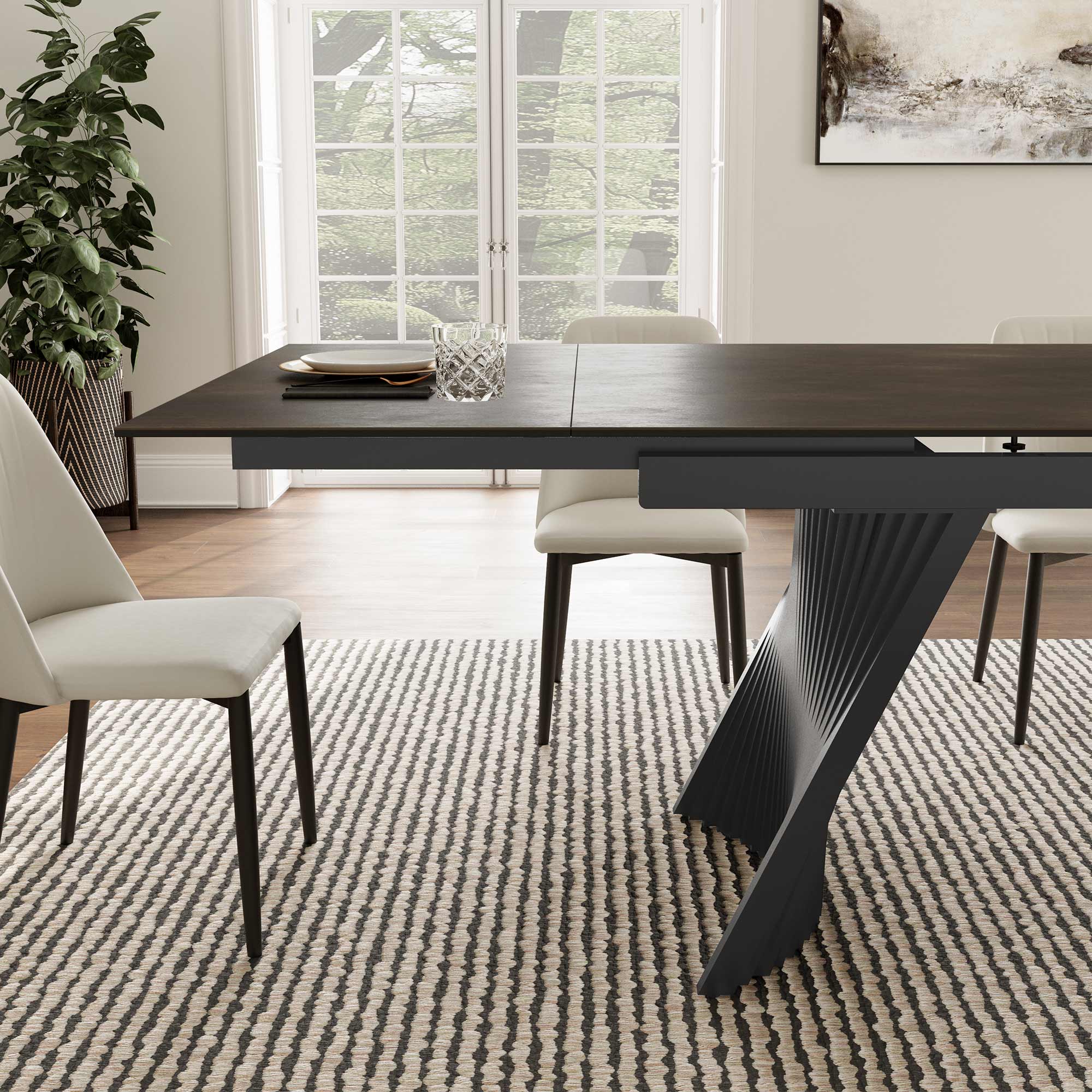 Charlotte, 90"-129" Extendable Dining Table with Sintered Stone Desktop