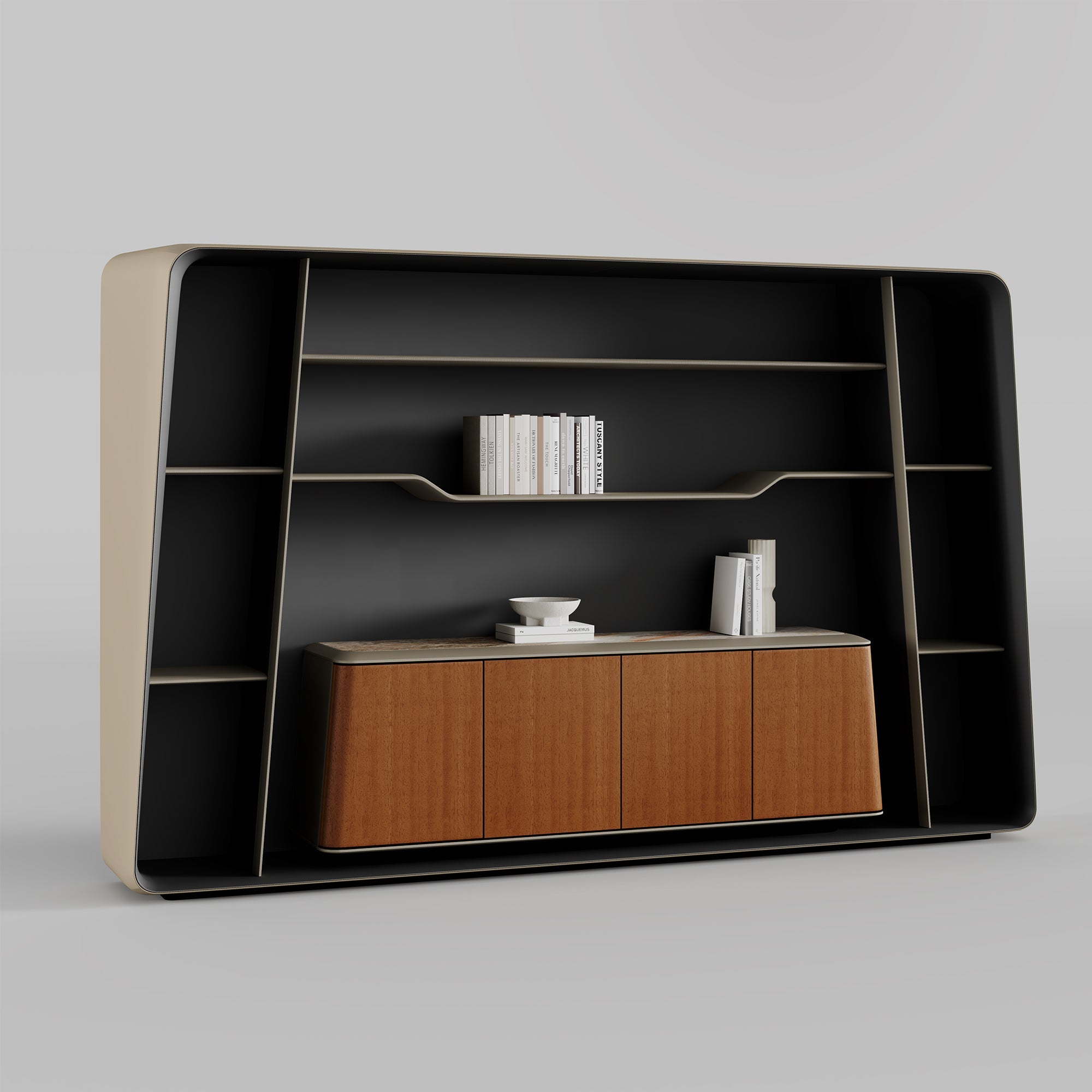 Zen Lunar, Executive Desk and Bookcase