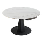 Amelia, 33"-53" Round Extending Dining Table, Black/white