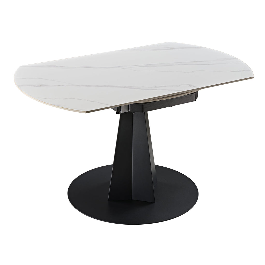 Amelia, 33"-53" Round Extending Dining Table, Black/white