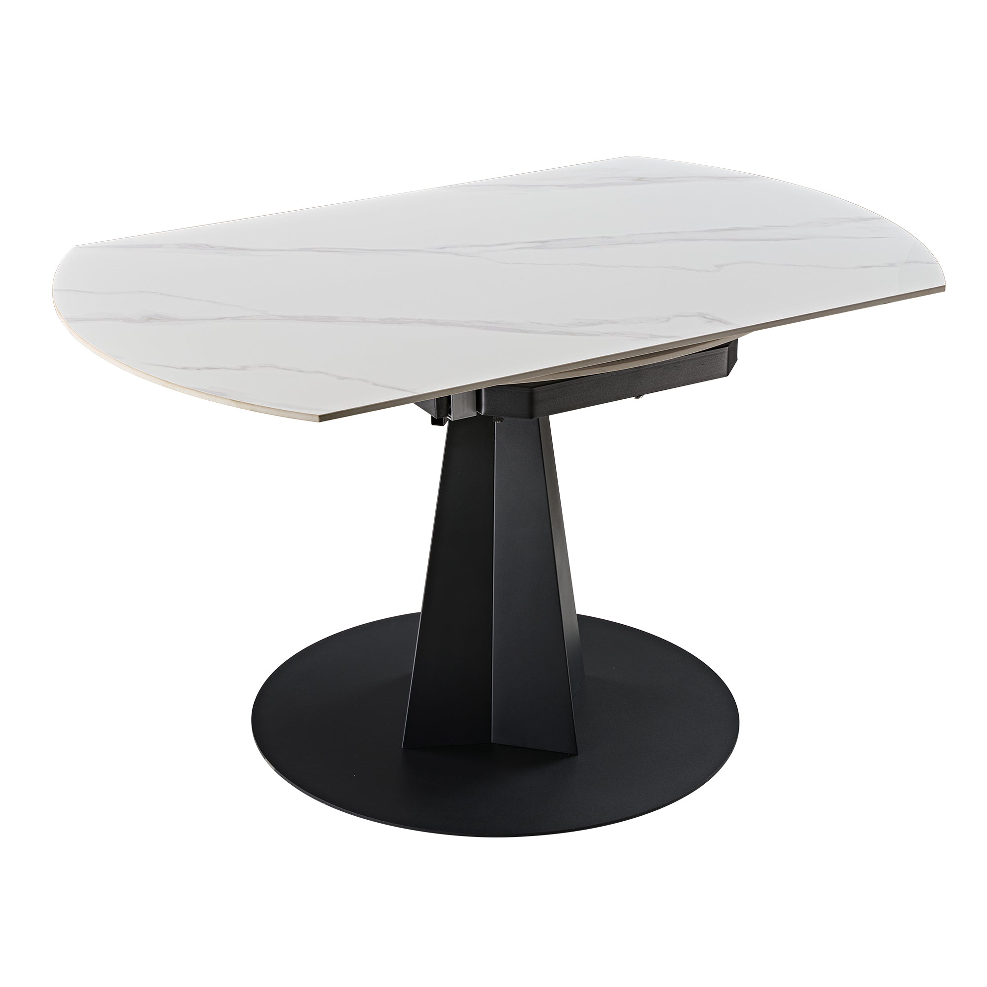 Amelia, 33"-53" Round Extending Dining Table, Black/white