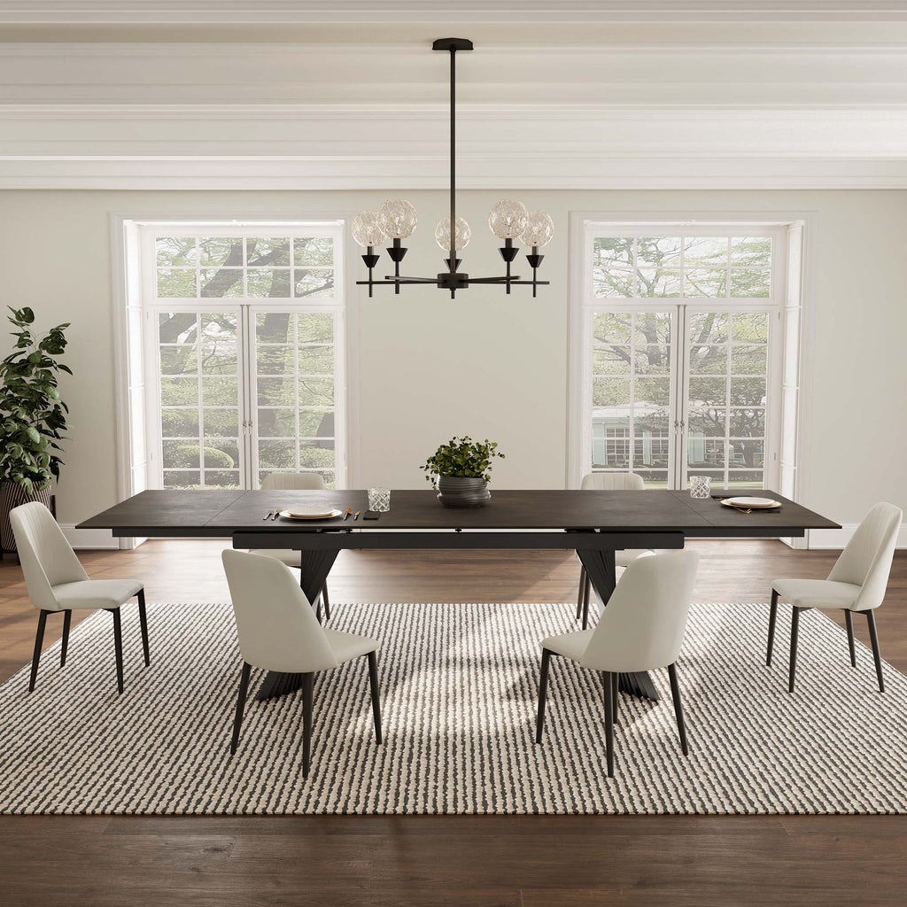 Charlotte, 90"-129" Extendable Dining Table with Sintered Stone Desktop