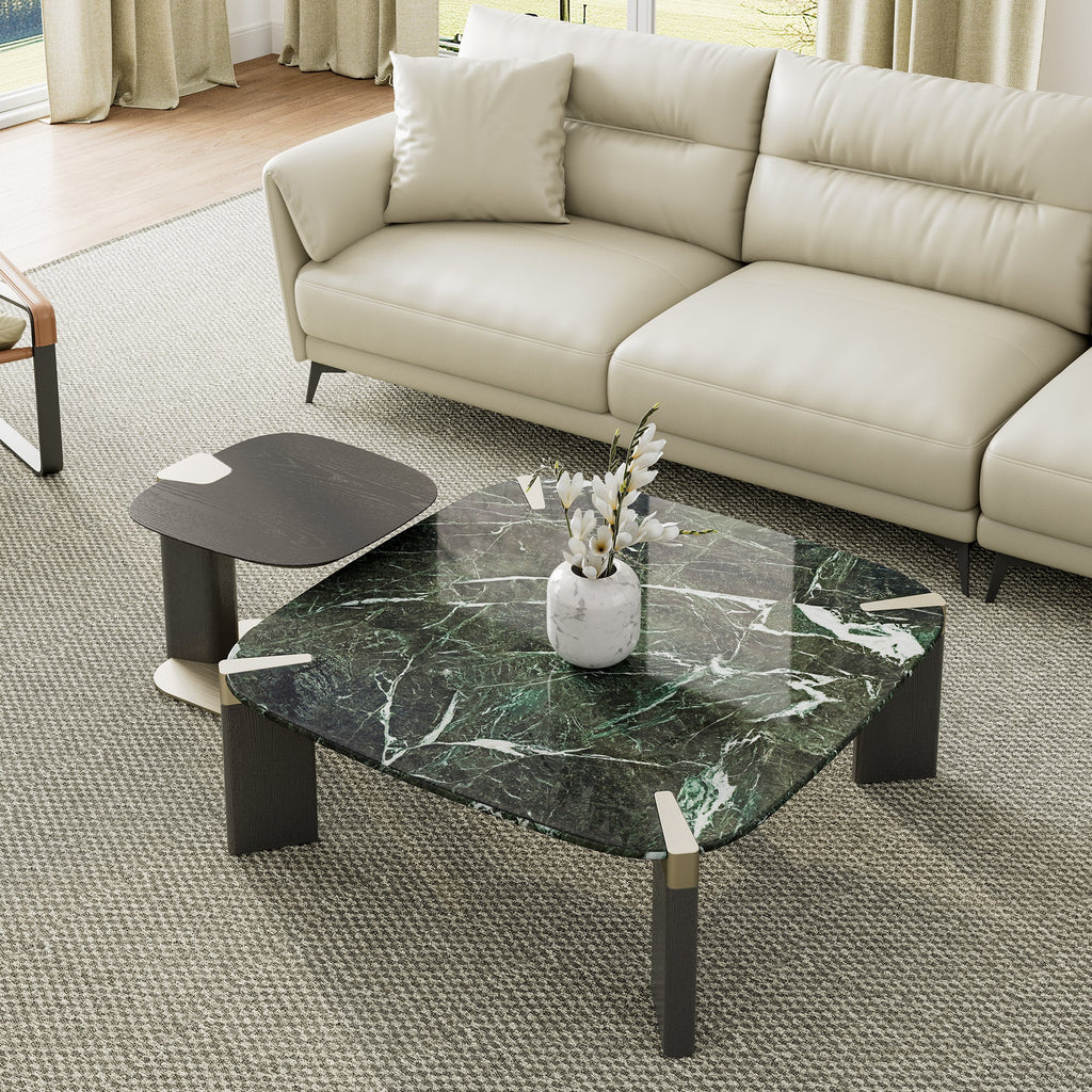 39" Prada Green Rectangle Coffee Table with Side Table Set