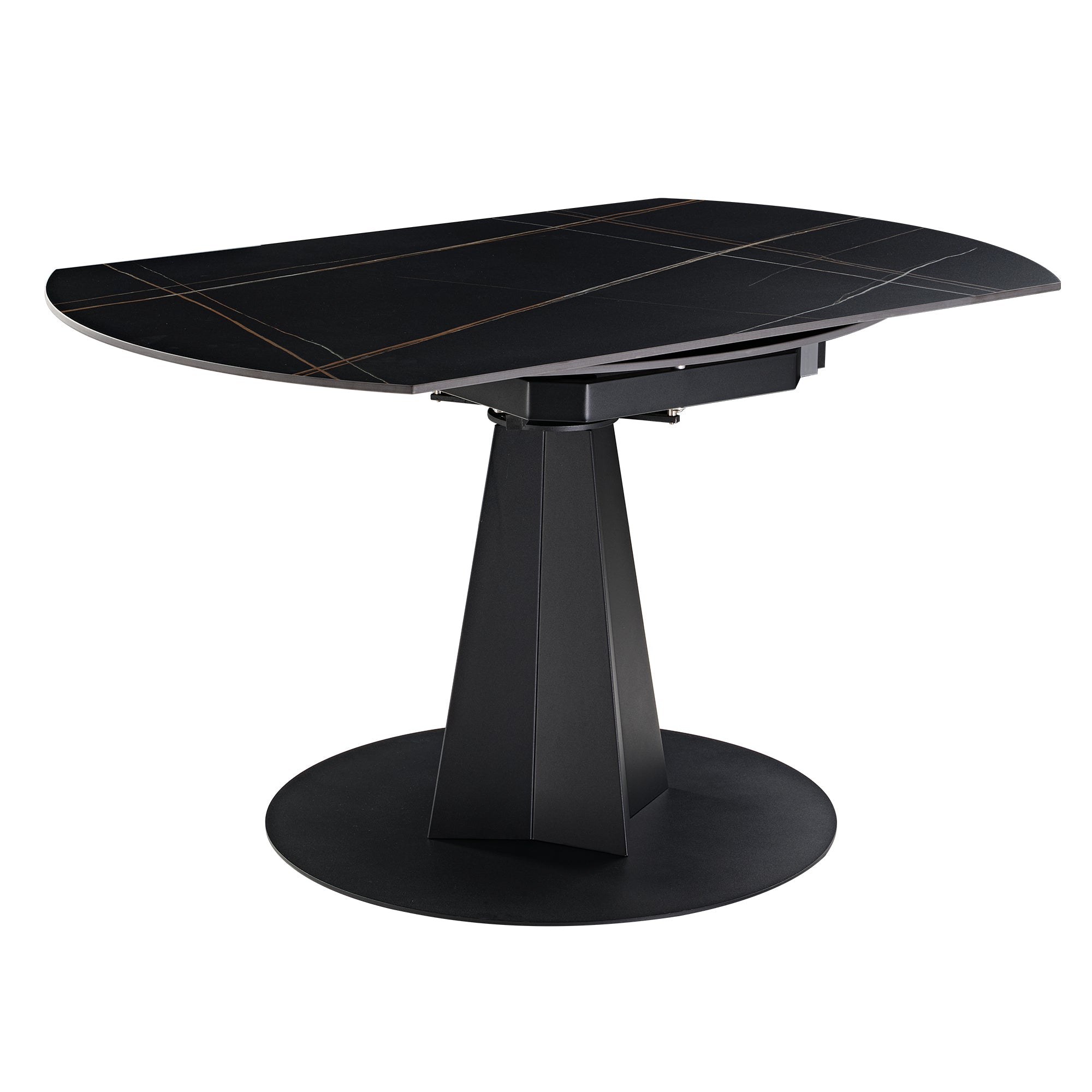 Amelia, 33"-53" Round Extending Dining Table, Black/white