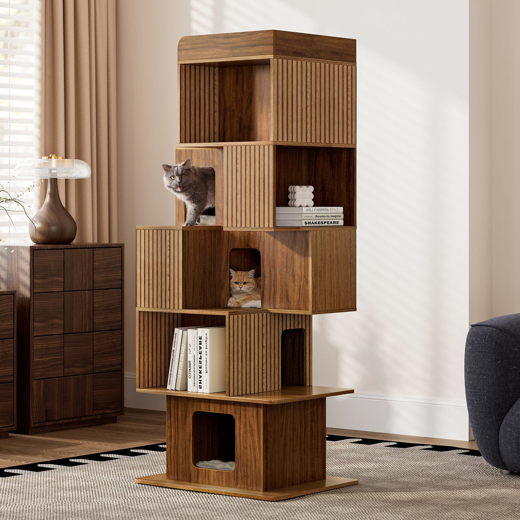 Pawlio, 72" Owner and Pet Shared Bookshelf Cat Tree