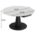Amelia, 33"-53" Round Extending Dining Table, Black/white