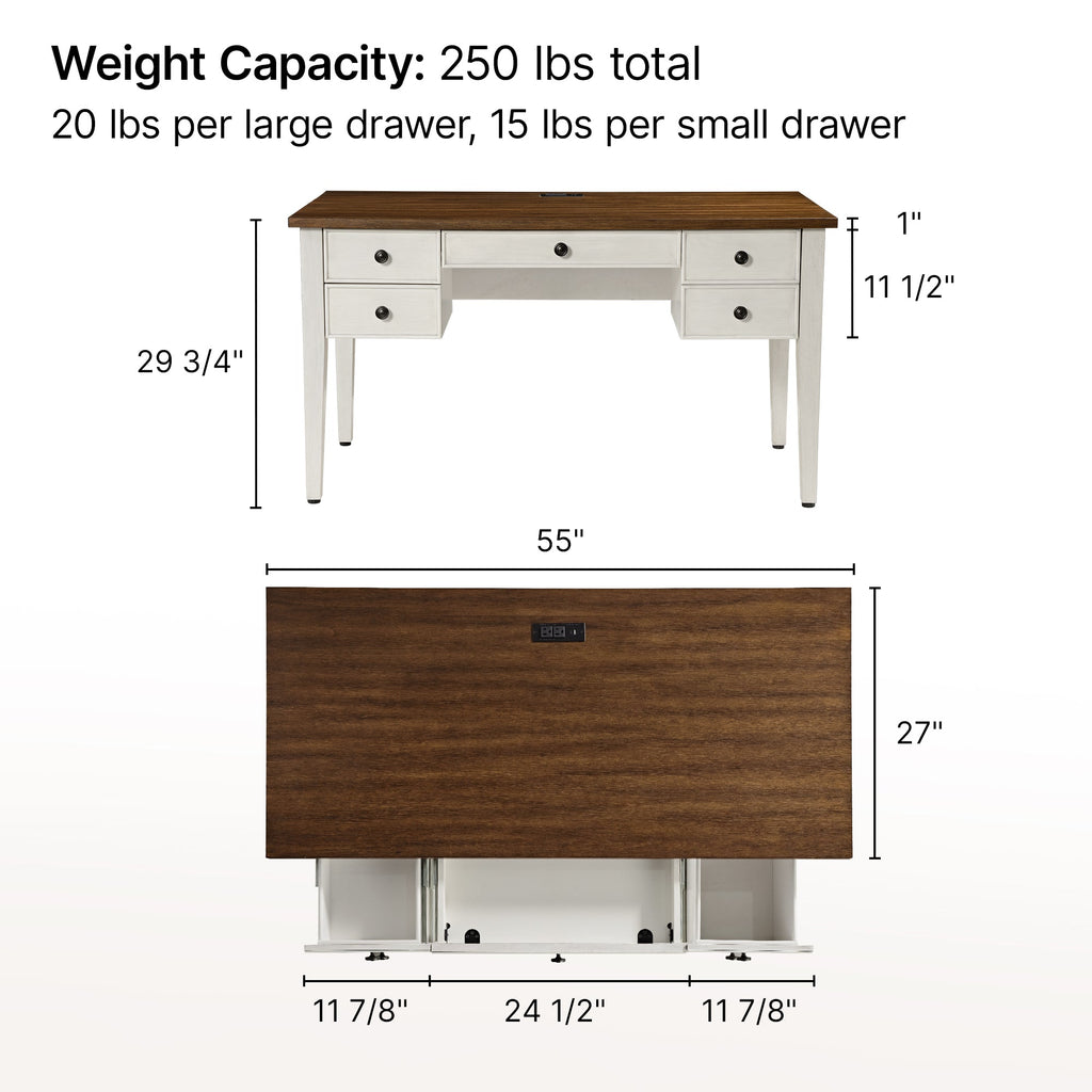 Farmhouse Office Desk with Drawers