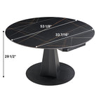 Amelia, 33"-53" Round Extending Dining Table, Black/white
