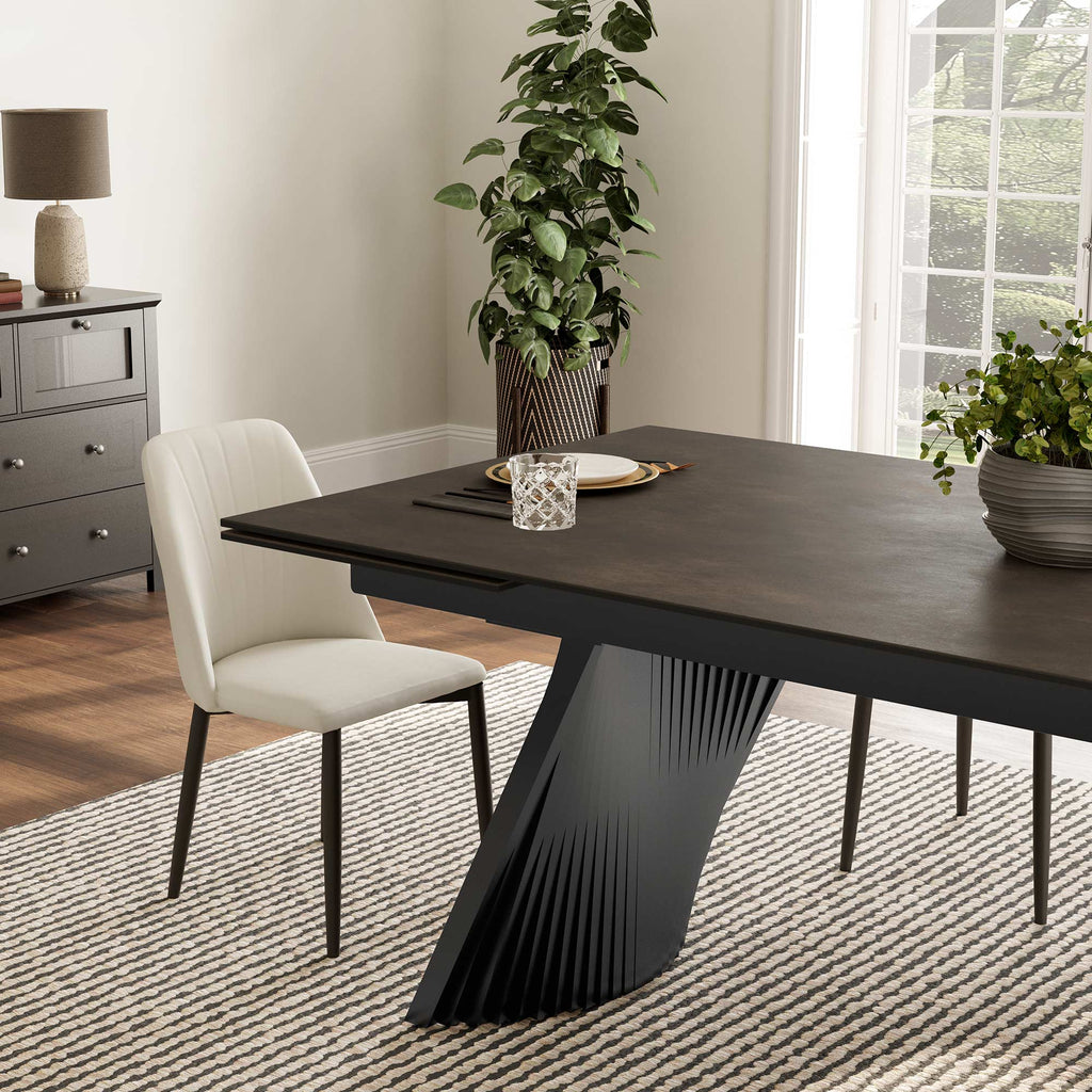 Charlotte, 90"-129" Extendable Dining Table with Sintered Stone Desktop