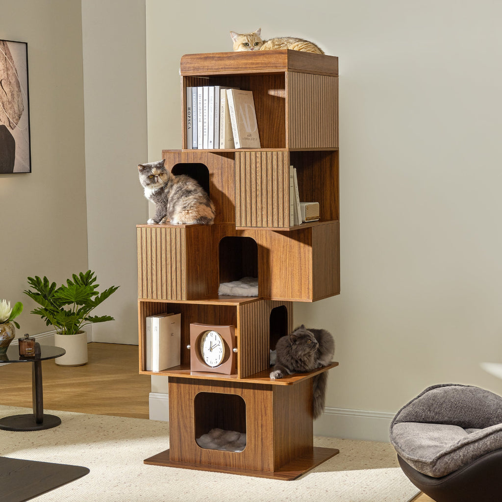 Pawlio, 72" Owner and Pet Shared Bookshelf Cat Tree