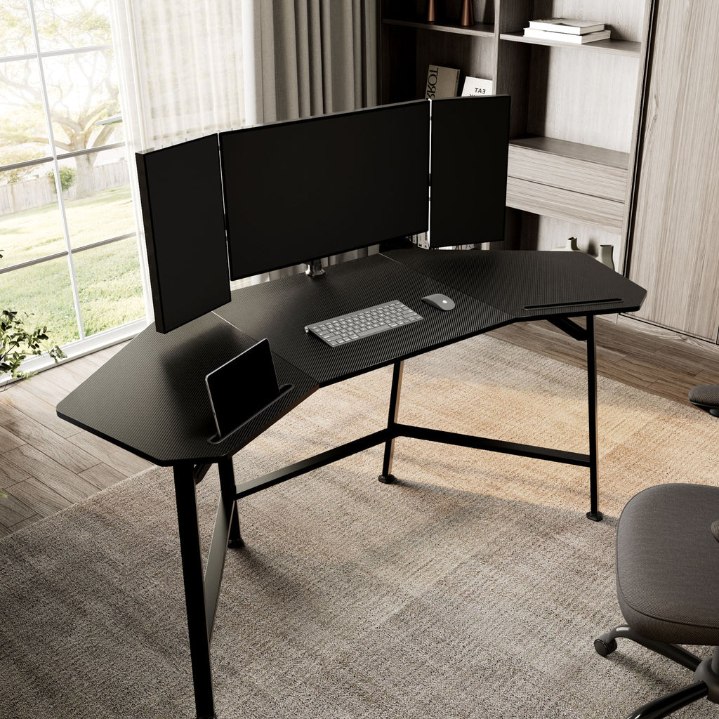 Aero Wing-Shaped Studio Desk, Black (63" and 72")