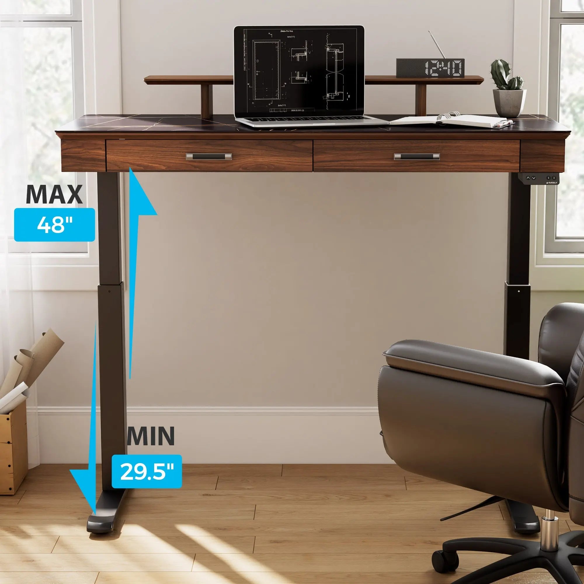 George, Slate Standing Desk, Artificial Marble Desktop (55"x23")