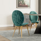Kataleah, Velvet Dining Side Chairs Set of 2, Green