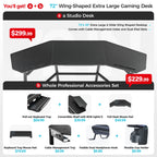 Aero Wing Shaped Studio Desk (73"x23")