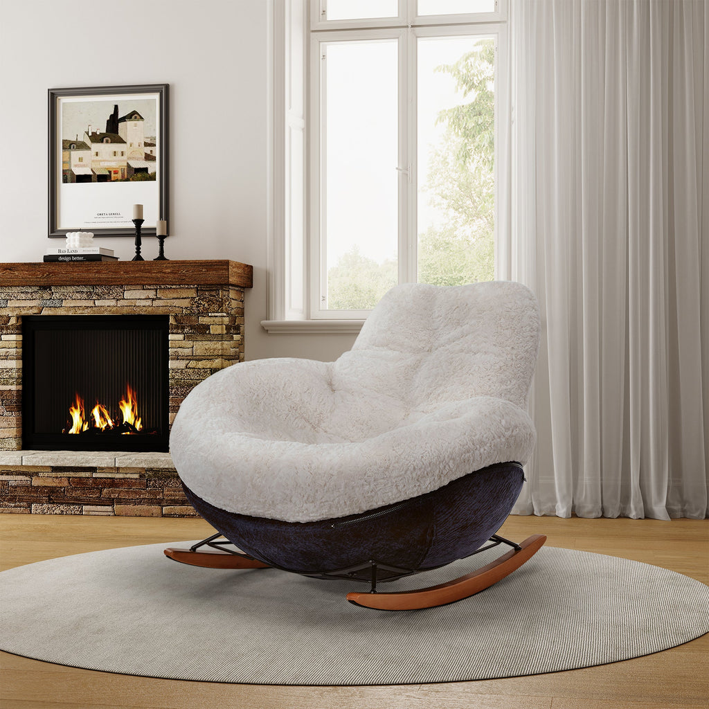 Chloe, Comfy Rocking Lounge Chair, Off White