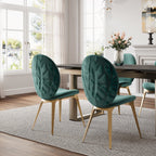 Kataleah, Velvet Dining Side Chairs Set of 2, Green